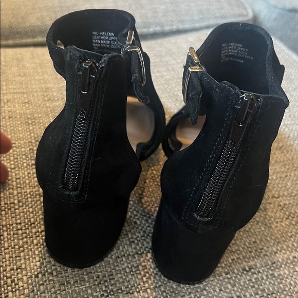 INC International Concepts Helen Black Genuine Suede Ankle Strap Sandal Size 7 - Picture 4 of 10